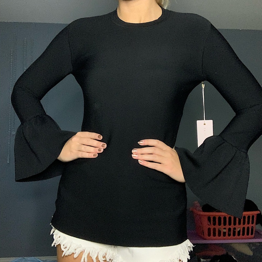 Black Top with Bell Sleeves from Rachel Parcell